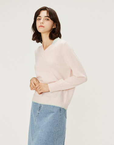 [Murray Allan] 100%캐시미어 Color Point V-neck Pullover_Blossom(LS) M43WPU013LS