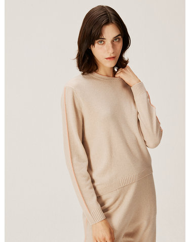 [Murray Allan] 100%캐시미어 Line round Pullover_Skin Beige(SB) M43WPU014SB