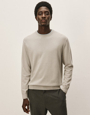 캐시미어하우스 [Murray Allan] 100%캐시미어 Neck color block round pullover_Shadow(SD) M43MPU002SD