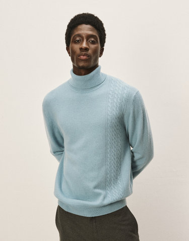 [Murray Allan] 100%캐시미어 Cable block pullover_Blue grey (BY) M43MPU003BY