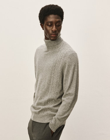 [Murray Allan] 100%캐시미어 Cable block pullover_Melange grey (MG) M43MPU003MG