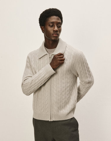 [Murray Allan] 100%캐시미어 Cable jacket_Shadow (SD) M43MJA007SD
