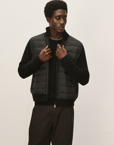 [Murray Allan]100% 캐시미어 하프넥 집업 구스 믹스 자켓 Half neck Zip-up Goose mix jacket_ Black (BK) M43MOT010BK