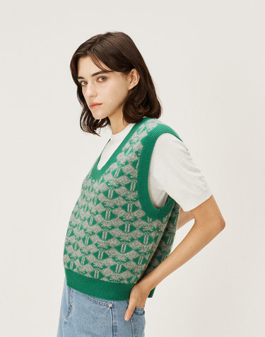 [Murray Allan] 100%캐시미어 Pattern Round Neck Vest_ Green (GN) M43WVT036GN