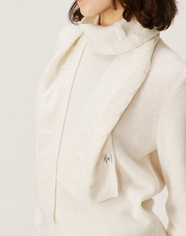 [Murray Allan] 100%캐시미어 Square Cable Scarf_Ivory (IV) M43ASF024IV