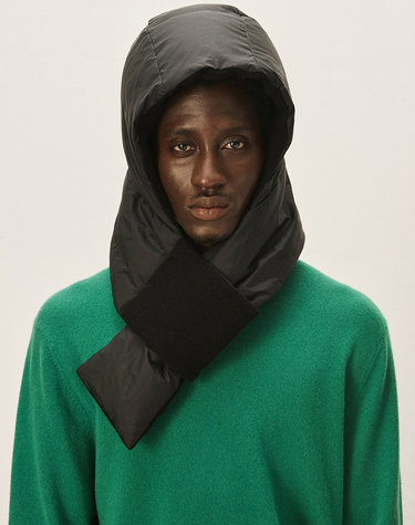 [Murray Allan]100% 캐시미어 리버시블 구스 믹스 후디 머플러 Reversible goose mix Hoody muffler_Black (BK)  M43AHA034BK