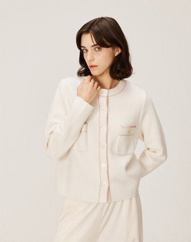 [Murray Allan] 100%캐시미어 Round Rib color Line Jacket_Ivory (IV) M43WJA019IV