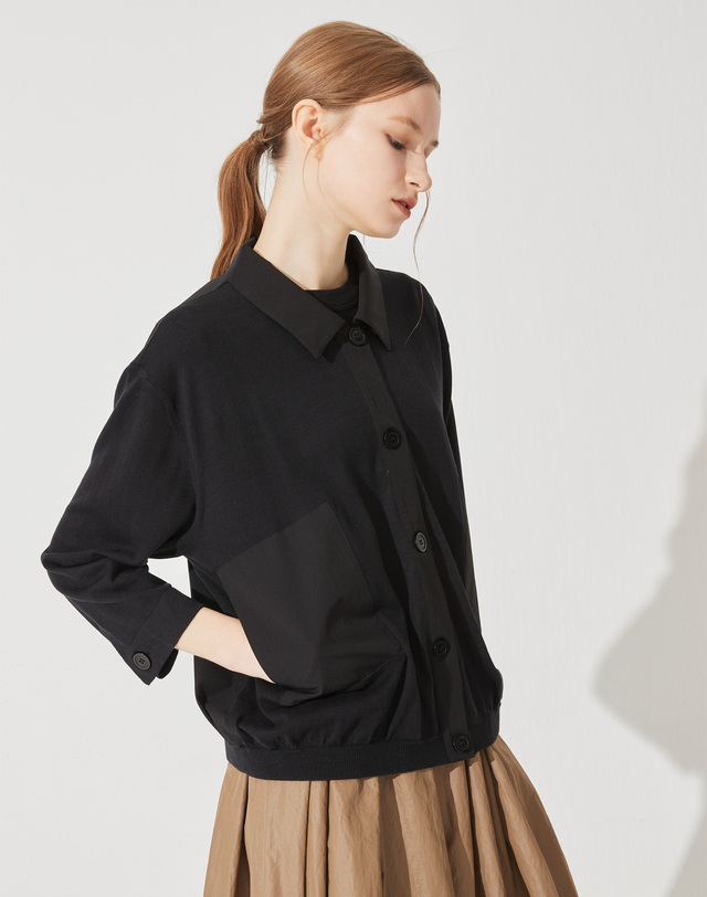 캐시미어하우스 [Cashmere Class] Loose fit standard jacket_Black C42WJA007BK 착용컷