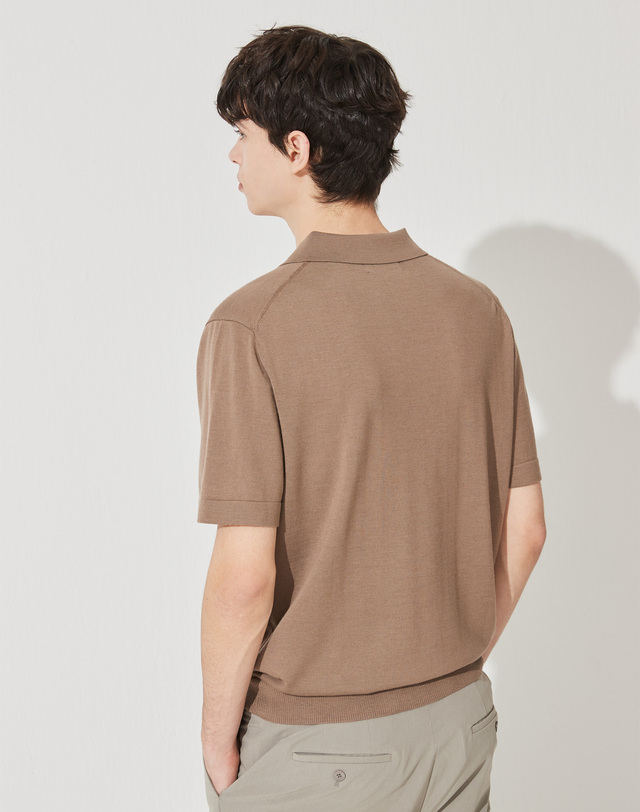 캐시미어하우스 [Murray Allan] Color Block Open Shirt Half Pullover_Earth(TH) M42MPU003TH 착용컷