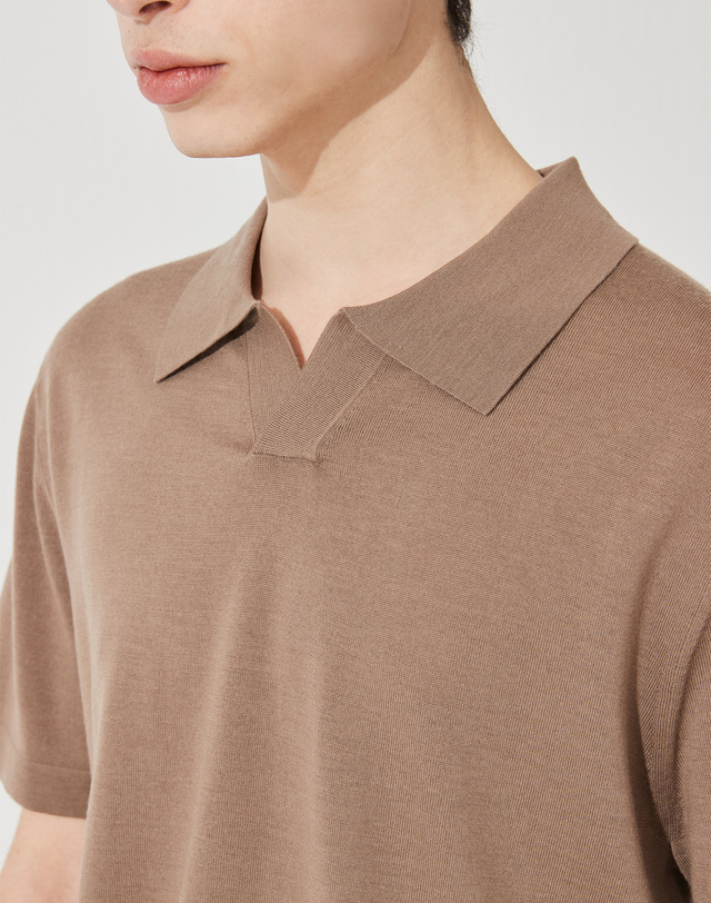 캐시미어하우스 [Murray Allan] Color Block Open Shirt Half Pullover_Earth(TH) M42MPU003TH 착용컷