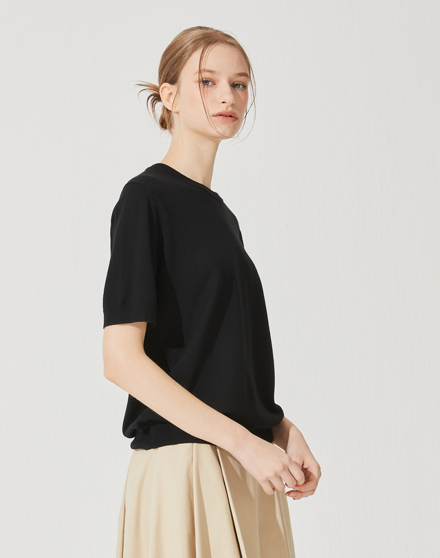 캐시미어하우스 [Murray Allan] Logo Round Half Pullover_Black(BK) M42WPU023BK 착용컷