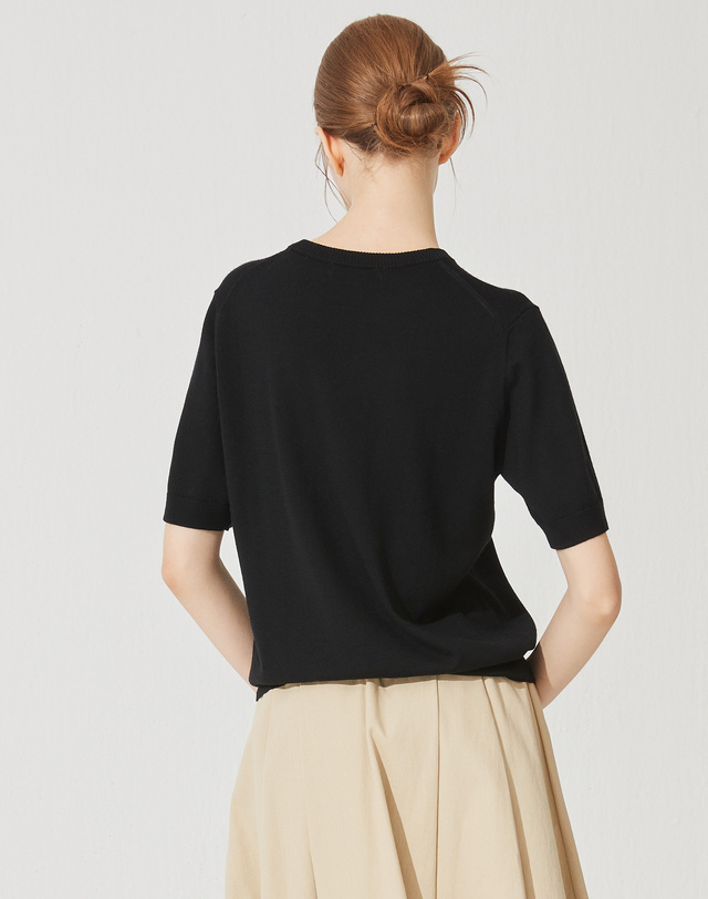 캐시미어하우스 [Murray Allan] Logo Round Half Pullover_Black(BK) M42WPU023BK 착용컷