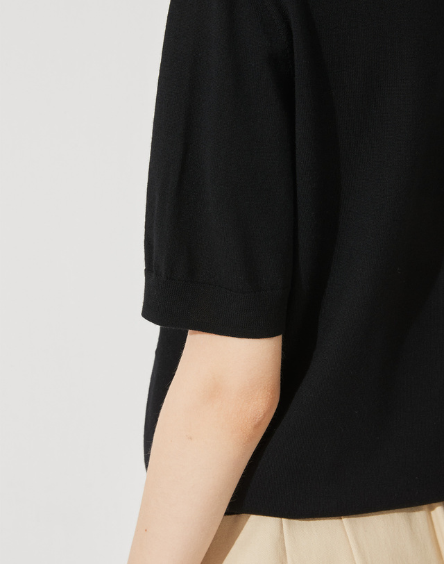 캐시미어하우스 [Murray Allan] Logo Round Half Pullover_Black(BK) M42WPU023BK 착용컷
