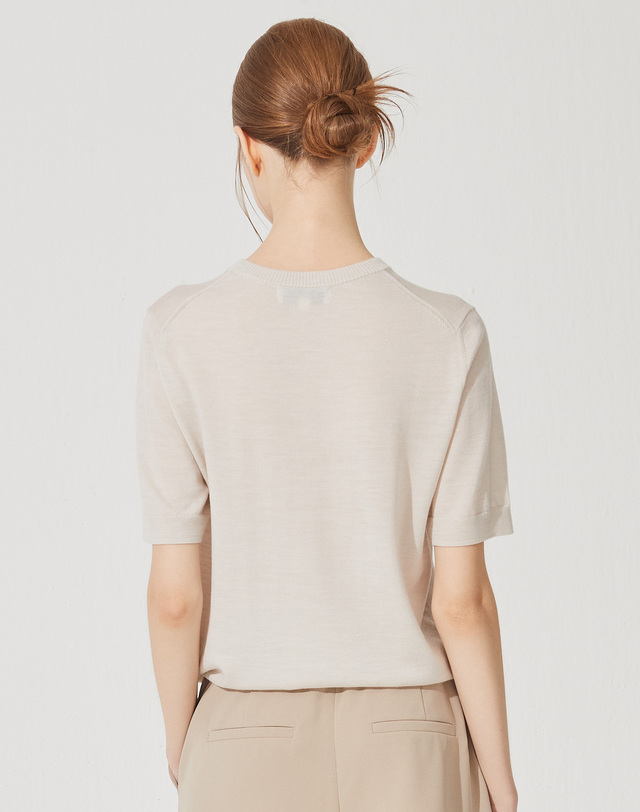 캐시미어하우스 [Murray Allan] Logo Round Half Pullover_Sand Beige(SE) M42WPU023SE 착용컷