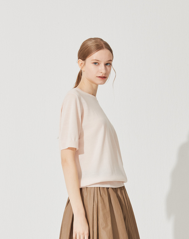 캐시미어하우스 [Murray Allan] Logo Round Half Pullover_Blossom(LS) M42WPU023LS 착용컷