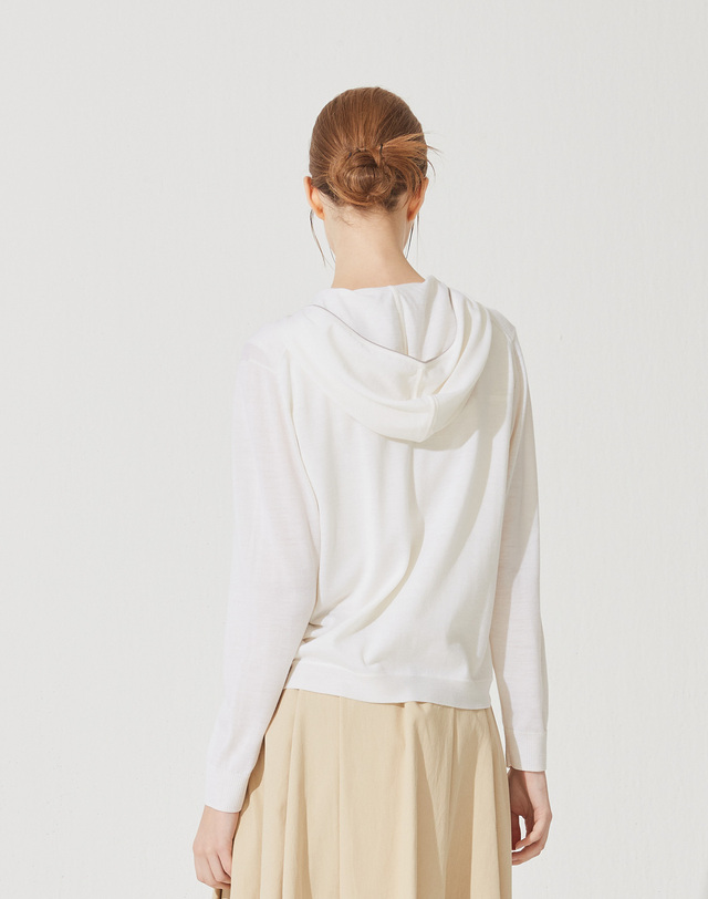 캐시미어하우스 [Murray Allan]후드 집업가디건 Hooded zip-up cardigan_Ivory(IV) M42WCD009IV 착용컷