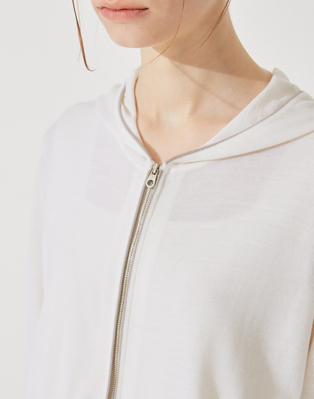 캐시미어하우스 [Murray Allan]후드 집업가디건 Hooded zip-up cardigan_Ivory(IV) M42WCD009IV 착용컷