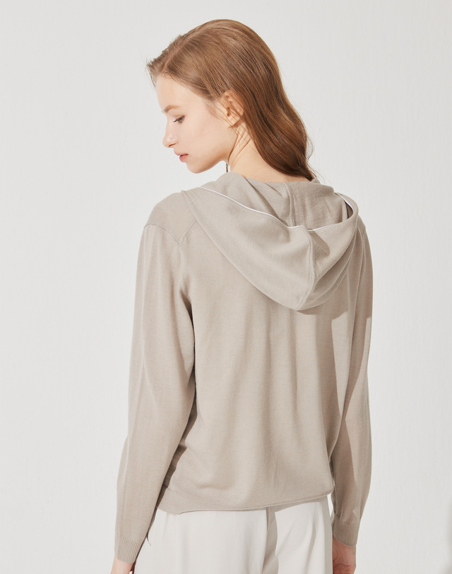 캐시미어하우스 [Murray Allan] Hooded zip-up cardigan_Mud(MD) M42WCD009MD 착용컷