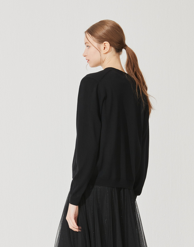 캐시미어하우스 [Murray Allan] Long V-neck cardigan_Black(BK) M42WCD010BK 착용컷