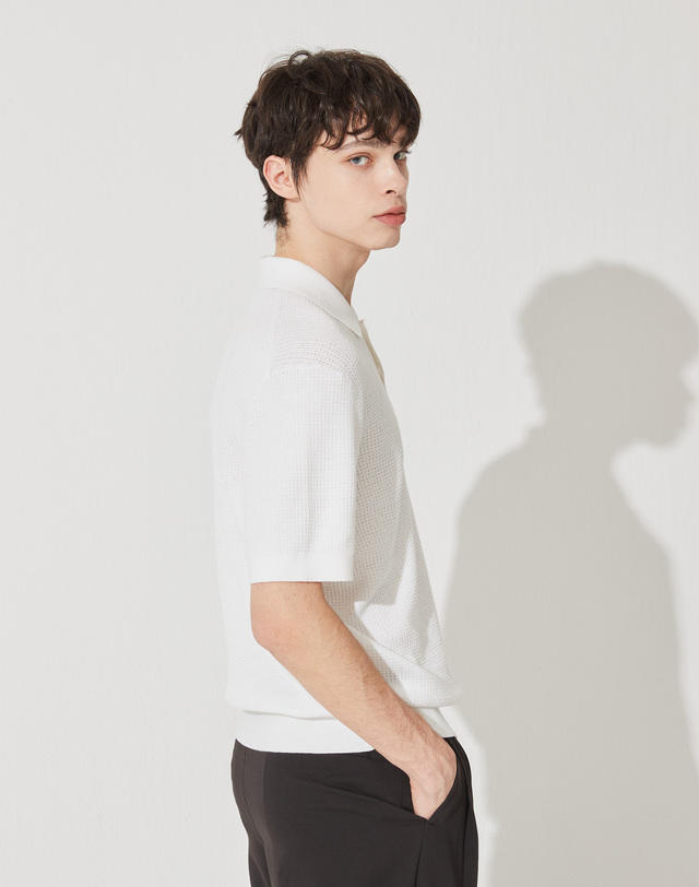 캐시미어하우스 [Murray Allan] Cool Texture Shirt Pullover_White(WH) M42MPU021WH 착용컷