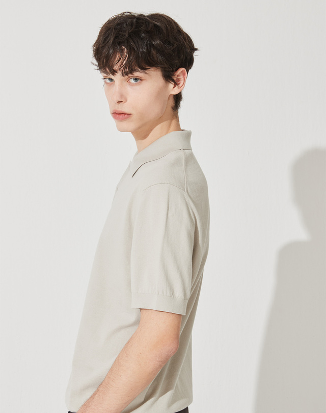 캐시미어하우스 [Murray Allan] Cool Shirt Pullover _L/Khaki M42MPU020LK 착용컷