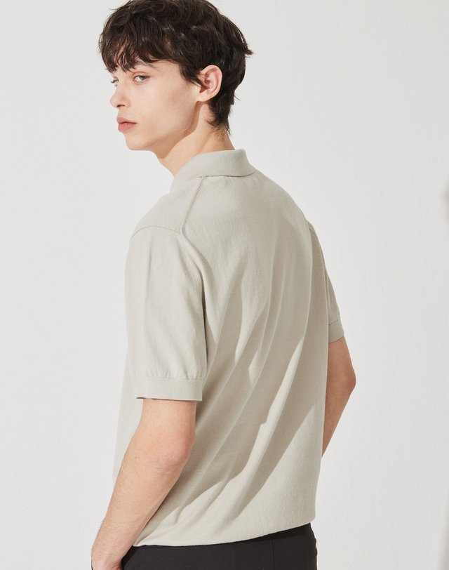 캐시미어하우스 [Murray Allan] Cool Shirt Pullover _L/Khaki M42MPU020LK 착용컷