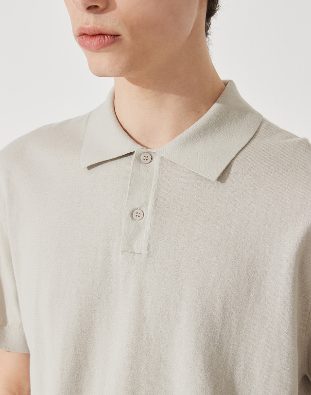 캐시미어하우스 [Murray Allan] Cool Shirt Pullover _L/Khaki M42MPU020LK 착용컷