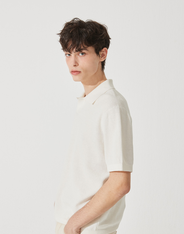 캐시미어하우스 [Murray Allan] Texture Shirt Pullover _White(WH) M42MPU022WH 착용컷