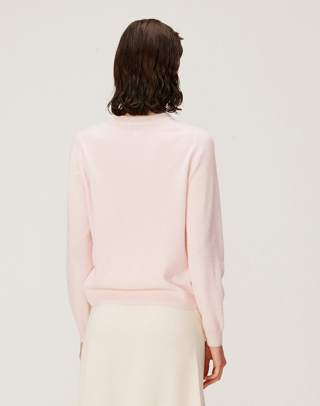 캐시미어하우스 [Cashmere Class] 100%캐시미어 Round loose pullover_Rose pink(RP) C43WPU003RP 착용컷