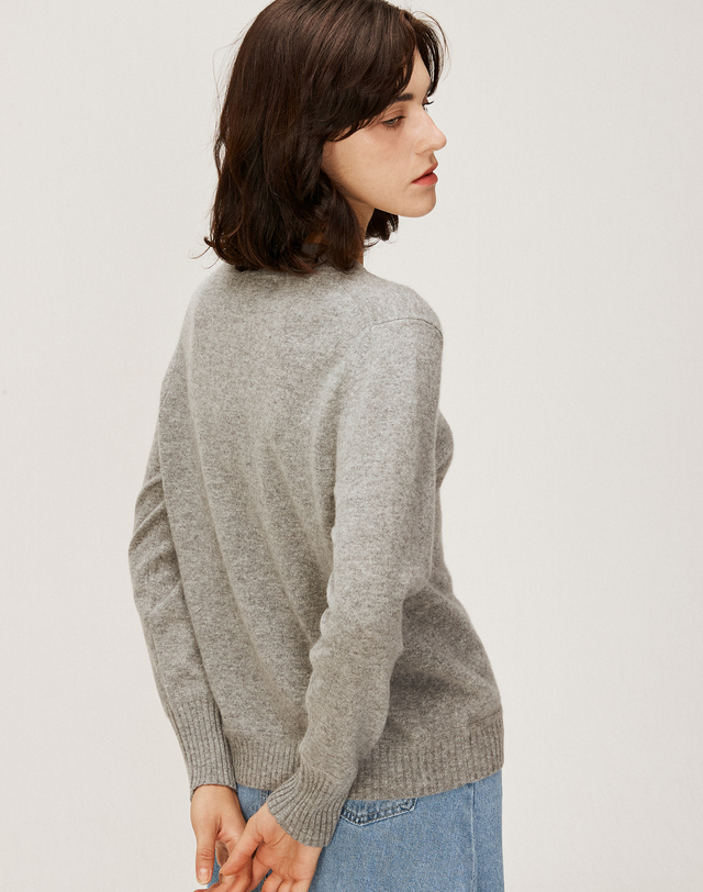캐시미어하우스 [Murray Allan] 100%캐시미어 V-neck Pullover_Melange Grey (MG) M43WPU043MG 착용컷