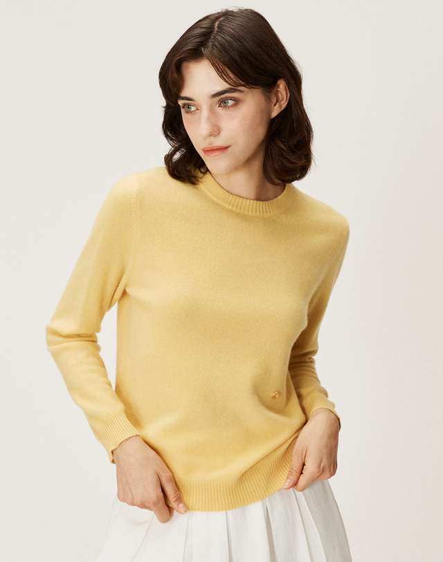 캐시미어하우스 [Murray Allan] 100%캐시미어 Round pullover_YELLOW(YE) M43WPU040YE 착용컷
