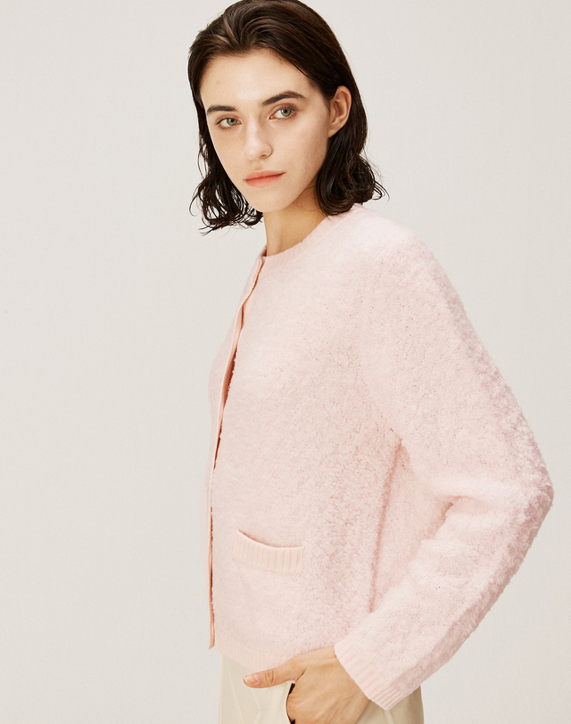 캐시미어하우스 [Cashmere Class]Snowland Cardigan_Rose pink (RP) C43WCD002RP 착용컷