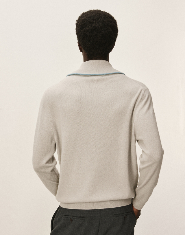 캐시미어하우스 [Murray Allan] 100%캐시미어 Half zip-up pullover_Shadow (SD) M43MPU005SD 착용컷