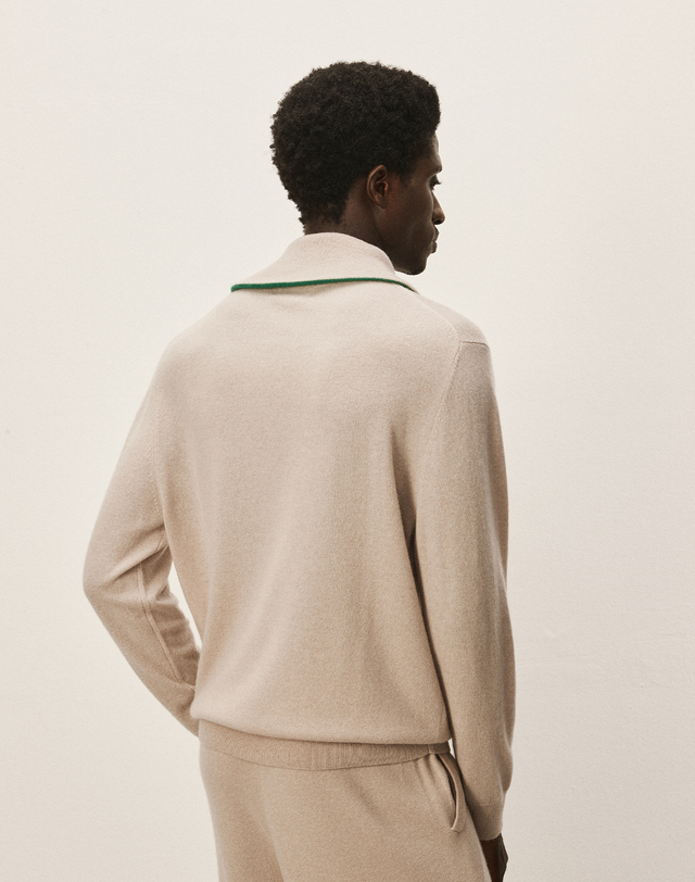 캐시미어하우스 [Murray Allan] 100%캐시미어 Half zip-up pullover_Skin Beige (SB) M43MPU005SB 착용컷