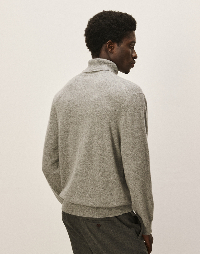 캐시미어하우스 [Murray Allan] 100%캐시미어 Cable block pullover_Melange grey (MG) M43MPU003MG 착용컷