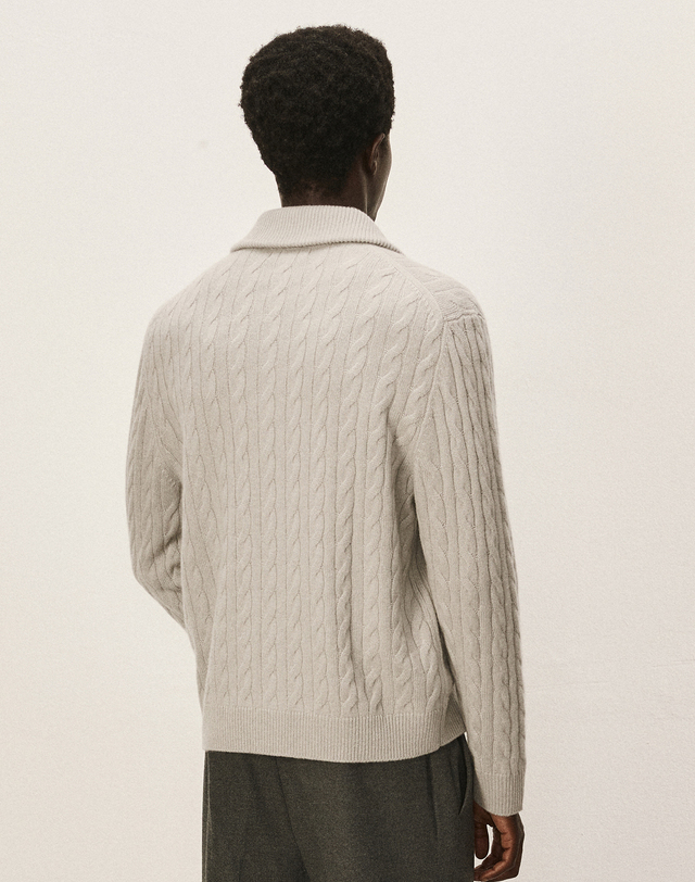 캐시미어하우스 [Murray Allan] 100%캐시미어 Cable jacket_Shadow (SD) M43MJA007SD 착용컷