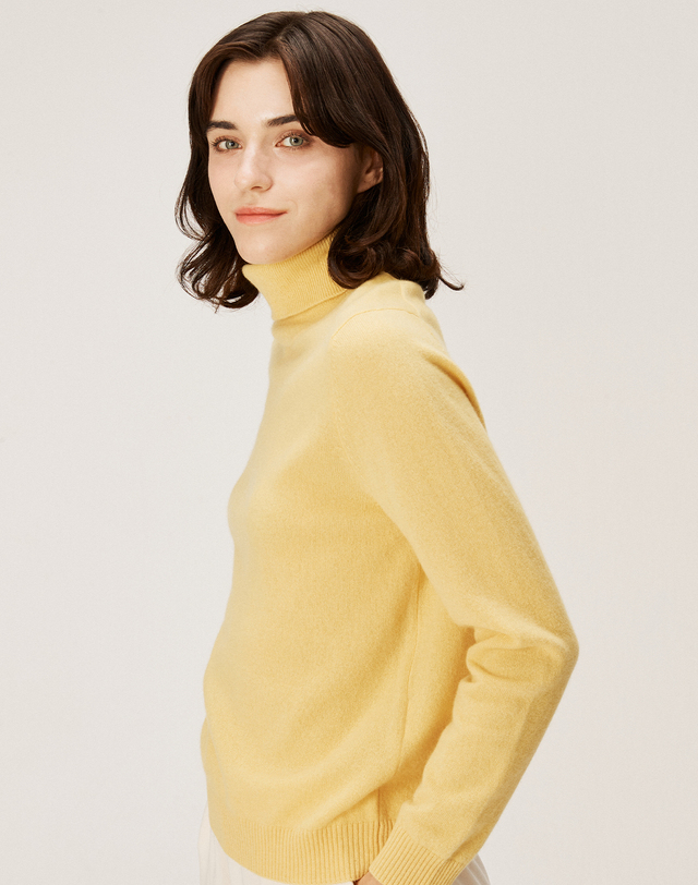 캐시미어하우스 [Murray Allan] 100%캐시미어 Rollneck pullover_ Yellow (YE) M43WPU044YE 착용컷
