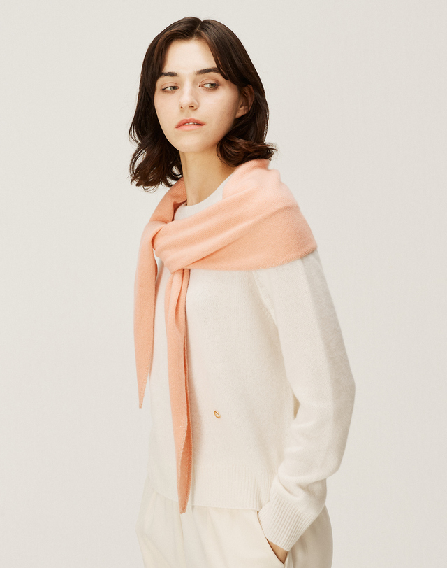 캐시미어하우스 [Murray Allan] 100%캐시미어 Lurex point shawl_Peach (PC) M43ASH039PC 착용컷