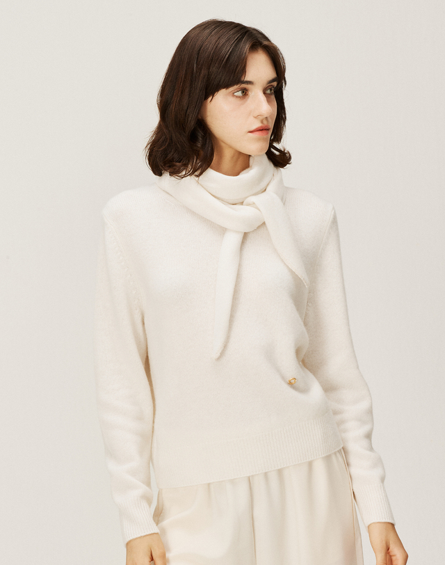 캐시미어하우스 [Murray Allan] 100%캐시미어 Lurex point shawl_Ivory (IV) M43ASH039IV 착용컷