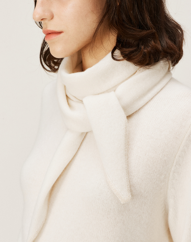 캐시미어하우스 [Murray Allan] 100%캐시미어 Lurex point shawl_Ivory (IV) M43ASH039IV 착용컷