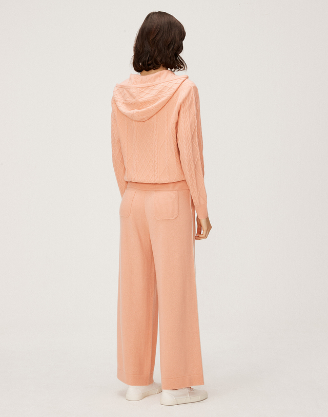 캐시미어하우스 [Murray Allan] 100%캐시미어 Line Wide Pants_ Peach (PC) M43WPN042PC 착용컷