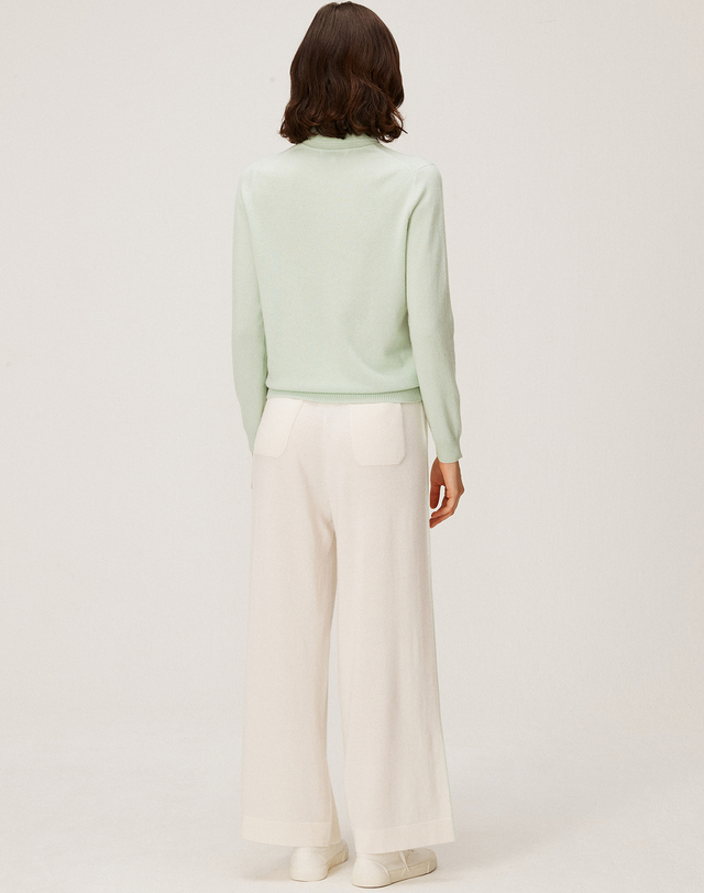 캐시미어하우스 [Murray Allan] 100%캐시미어 Line Wide Pants_ Ivory (IV) M43WPN042IV 착용컷