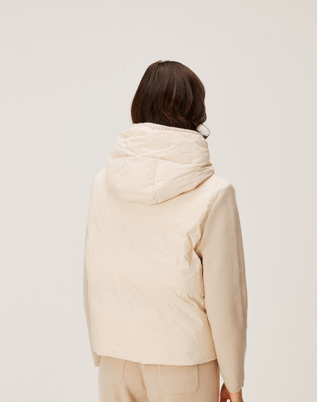 캐시미어하우스 [Murray Allan] 100%캐시미어 Hoody Goose down mix Jacket_ Skin Beige (SB) M43WOT020SB 착용컷
