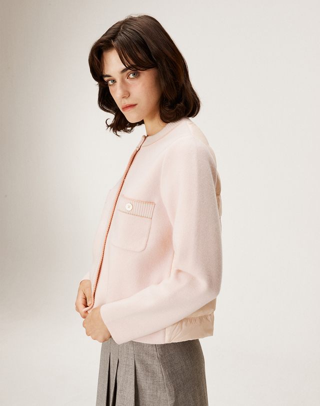 캐시미어하우스 [Murray Allan] 100%캐시미어 Round Rib color Line Jacket_Blossom (LS) M43WJA019LS 착용컷