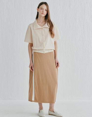 [Cashmere Class]Semi Lap Skirt_CAMEL(CA) C52WSK008CA