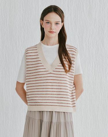 [Murray Allan]Wave V-neck vest_ Beige(BE) M52WVT018BE