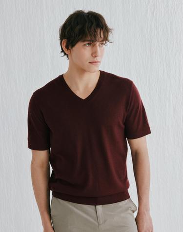 [Murray Allan]Short sleeve V-neck pullover_Burgundy (BG)  M52MPU001BG