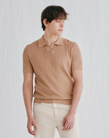 [Murray Allan]Texture open shirt pullover_Camel (CA) M52MPU013CA