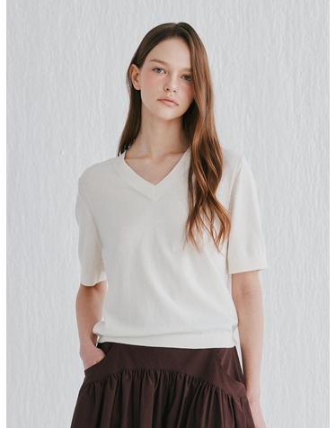 [Cashmere Class]V-neck pullover_IVORY(IV) C52WPU007IV