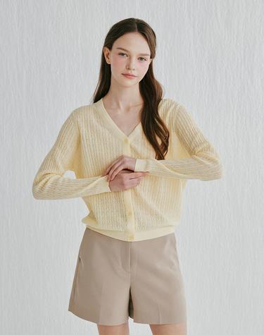 [Murray Allan]Cable V-neck Cardigan_Yellow (YE) M52WCD012YE